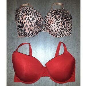 Lot of Juicy Couture Bras Size 38D Lightly Lined Bra Leopard Print Red Logo